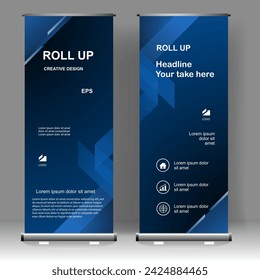 Roll up banner abstract stand template design, for brochure, flyer, infographics. modern advertising. vector illustration