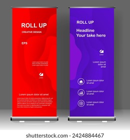 Roll up banner abstract stand template design, for brochure, flyer, infographics. modern advertising. vector illustration