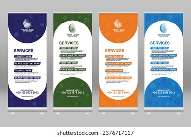 Roll up banner background design template set, x banner design template set