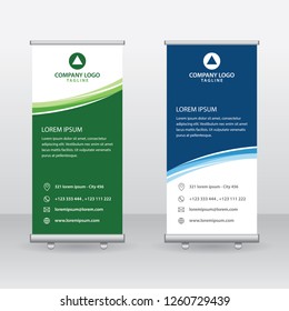 Roll Up Banner Background Vector Template with Abstract Design