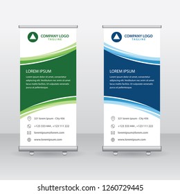 Roll Up Banner Background Vector Template with Abstract Design