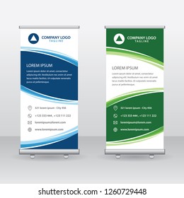 Roll Up Banner Background Vector Template with Abstract Design