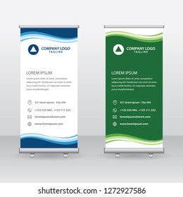 
Roll Up Banner Background Vector Template with Abstract Design