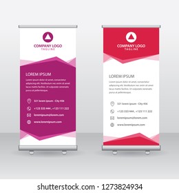 Roll Up Banner Background Vector Template with Abstract Geometric Design