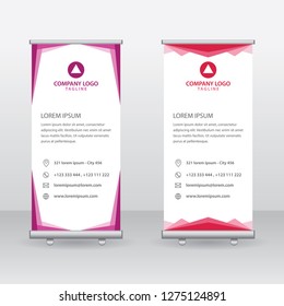 Roll Up Banner Background Vector Template with Abstract Geometric Design