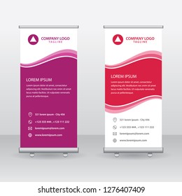 Roll Up Banner Background Vector Template with Abstract Design