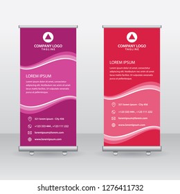 Roll Up Banner Background Vector Template with Abstract Design