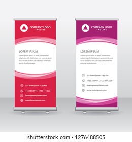 Roll Up Banner Background Vector Template with Abstract Design