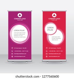 Roll Up Banner Background Vector Template with Abstract Design