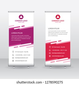
Roll Up Banner Background Vector Template with Abstract Geometric Design