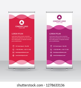 
Roll Up Banner Background Vector Template with Abstract Design