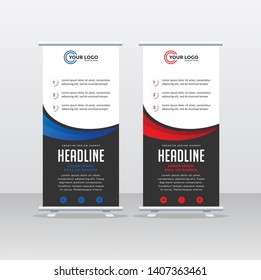 Roll Up Banner Background Vector Template with Abstract Design 