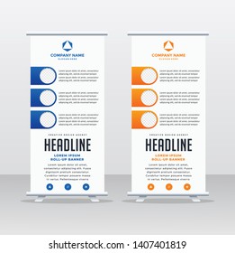 Roll Up Banner Background Vector Template with Abstract Design 