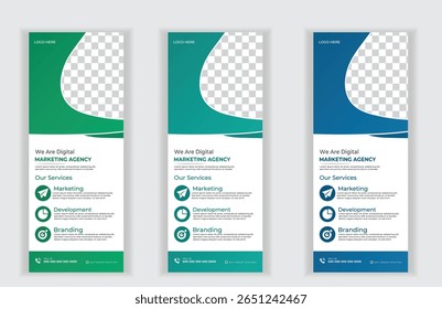 Roll Up Banner Background Vector Template with Abstract Geometric Design