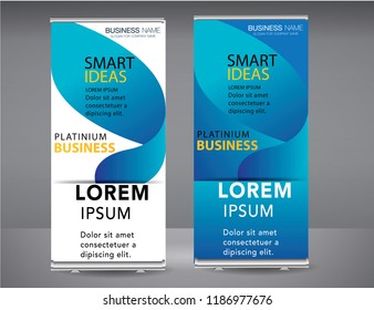 Roll up banner blue standee business brochure template design. Vertical Abstract blue geometric texture background Can be adapt to Brochure, Report, Magazine, Poster, Corporate Presentation.