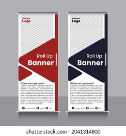 roll up banner, brochure, flyer, banner design, industrial, company, template, vector, abstract, line pattern background, modern x-banner, pull-up banner,  rectangle size banner.