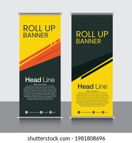 roll up banner, brochure, flyer, banner design,industrial,company, template, vector, abstract, line pattern background, modern x-banner, pull up banner,  rectangle size banner.