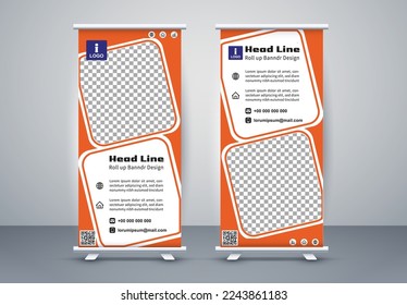 Roll up banner. business brochure flyer  design vertical template vector, cover presentation abstract geometric background, modern publication x-banner and flag-banner, layout in rectangle size.