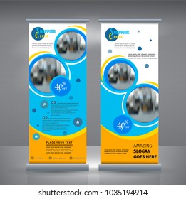 Roll up banner business design on background.Brochure template layout,cover design,annual report,leaflet,presentation background,display,flag-banner,layout in rectangle vinyl with Vector Illustration.