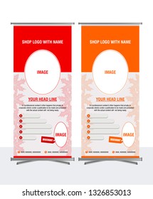 Roll up banner business design on background,Brochure template layout,cover design,annual report,leaflet,presentation background,display,flag-banner,layout in rectangle vinyl with Vector Illustration.