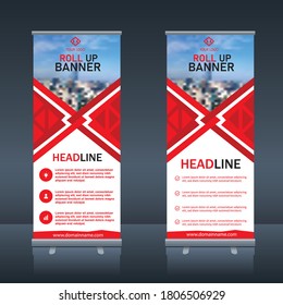 Roll up banner business design vector