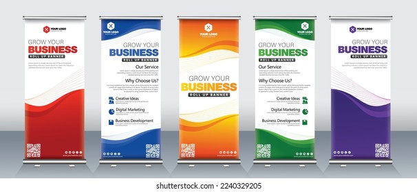 Roll up banner for business events and print ready design for x stand, banner and pull up banners