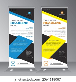 Roll up banner for business events, Vertical banner for colourful event and print ready design for x stand, banner and pull up banners,