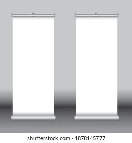 Roll up banner clean white editable x-banner design template blank pop up  for designers. Vector design