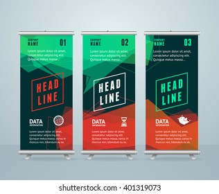 Roll Up Banner with Colorful Abstract Bubble Speech. Vector illustration