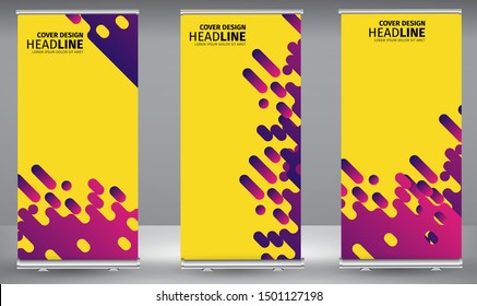 Roll up banner colorful geometric standee business brochure template design. Vertical Abstract colorful geometric texture background Can be adapt to Brochure, Report, Magazine, Poster.