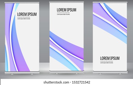 Roll up banner colorful geometric standee business brochure template design. Vertical Abstract colorful geometric texture background Can be adapt to Brochure, Report, Magazine, Poster.