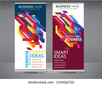 Roll up banner colorful standee business brochure template design. Vertical Abstract  geometric texture background Can be adapt to Brochure, Report, Magazine, Poster, Corporate Presentation.