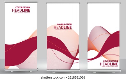 Roll up banner colors gradient line wave standee business brochure template design. Vertical Abstract colorful geometric texture background Can be adapt to Brochure, Report, Magazine, Poster.