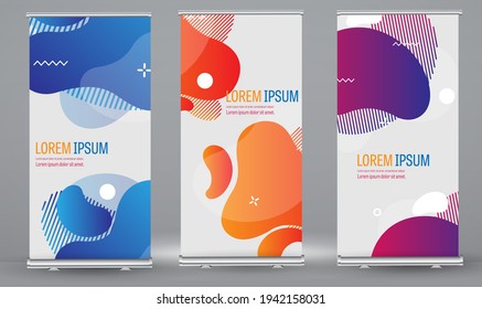 Roll up banner colores gradiente línea estándar diseño de plantilla de folleto comercial. Resumen vertical color de fondo de textura geométrica puede adaptarse a Folleto, Informe, Revista, Afiche.