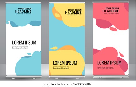Roll up banner colors shape standee business brochure template design. Vertical Abstract colorful geometric texture background Can be adapt to Brochure, Report, Magazine, Poster.