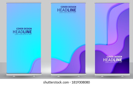Roll up banner colors shape standee business brochure template design. Vertical Abstract colorful geometric texture background Can be adapt to Brochure, Report, Magazine, Poster.