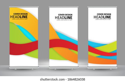 Roll up banner colors shape standee business brochure template design. Vertical Abstract colorful geometric texture background Can be adapt to Brochure, Report, Magazine, Poster.