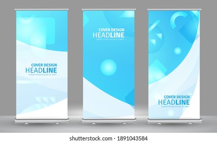 Roll up banner colors shape standee business brochure template design. Vertical Abstract colorful geometric texture background Can be adapt to Brochure, Report, Magazine, Poster.