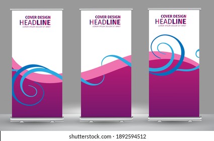 Roll up banner colors shape standee business brochure template design. Vertical Abstract colorful geometric texture background Can be adapt to Brochure, Report, Magazine, Poster.