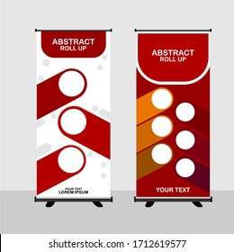 Roll up banner creative design. Multipurpose template in abstract flat geometric style. Trendy shape and colors design.