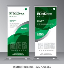 Bannerdesign mit abstraktem Hintergrund, vertikales Vorlagendesign, Aufrollbanner-Design, vertikale Bannervorlage, Vektoreps10 