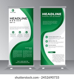 Roll up banner design with abstract background, vertical template design, roll up banner design, vertical banner template, vector eps 10,