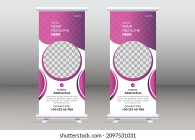 Bannerdesign mit abstraktem Roll-Up-Display-Standbanner mit Broschüre-Design-Vorlage für Flyer