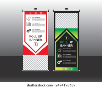 Roll up banner Design, roll up brochure flyer banner design vertical template vector, abstract geometric background, modern x-banner and flag-banner, rectangle size, modern Roll up banner template, 