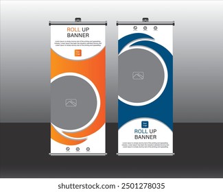 Roll up banner design, Roll up brochure flyer banner design template vector, abstract background, modern x-banner, rectangle size.