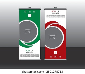 Roll up banner design, Roll up brochure flyer banner design template vector, abstract background, modern x-banner, rectangle size.