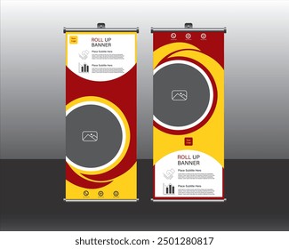Roll up banner design, Roll up brochure flyer banner design template vector, abstract background, modern x-banner, rectangle size.