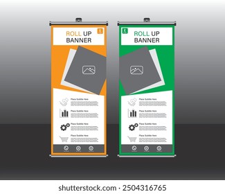 Roll up banner Design, roll up brochure flyer banner design vertical template vector, abstract geometric background, modern x-banner and flag-banner, rectangle size, modern Roll up banner template,