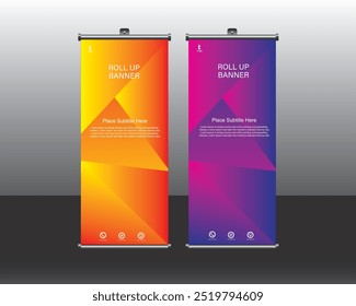 Roll up banner design, Roll up brochura banner design vetor modelo de design, fundo abstrato, moderno x-banner, tamanho do retângulo. Design de onda 3d, sem espaço, design de arte de linha