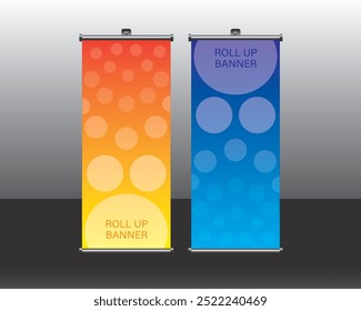 Roll up banner design, Roll up brochura banner design vetor modelo de design, fundo abstrato, moderno x-banner, tamanho retângulo.